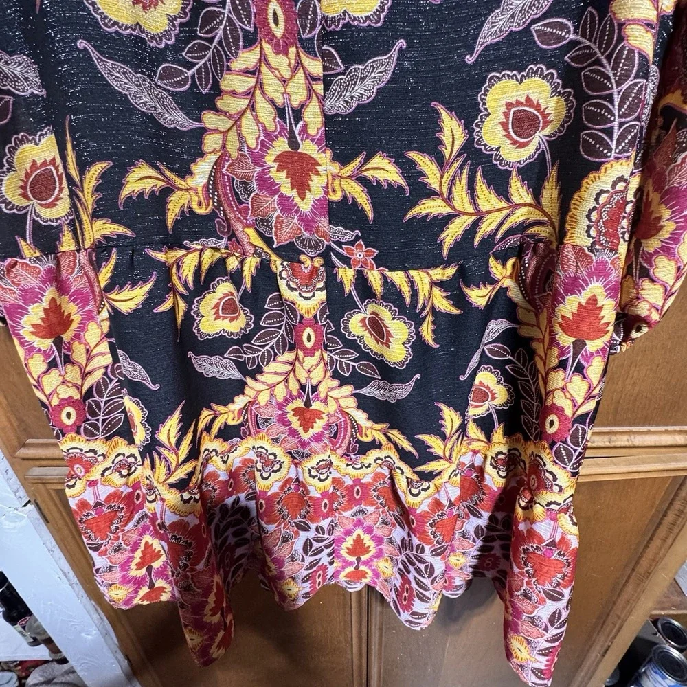 MAIA Long Sleeve Floral Chiffon Shift Dress Floral With Full Slip Liner 12-14 - Picture 4 of 9